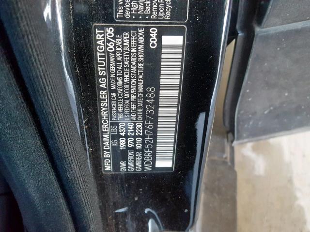 WDBRF52H76F732488 - 2006 MERCEDES-BENZ C GENERATI BLACK photo 10