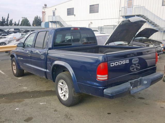 1B7HL38X72S551076 - 2002 DODGE DAKOTA QUA BLUE photo 3