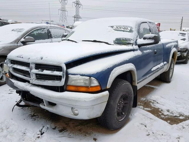 1D7GL42K44S506443 - 2004 DODGE DAKOTA SLT BLUE photo 2