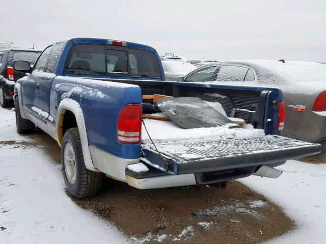 1D7GL42K44S506443 - 2004 DODGE DAKOTA SLT BLUE photo 3