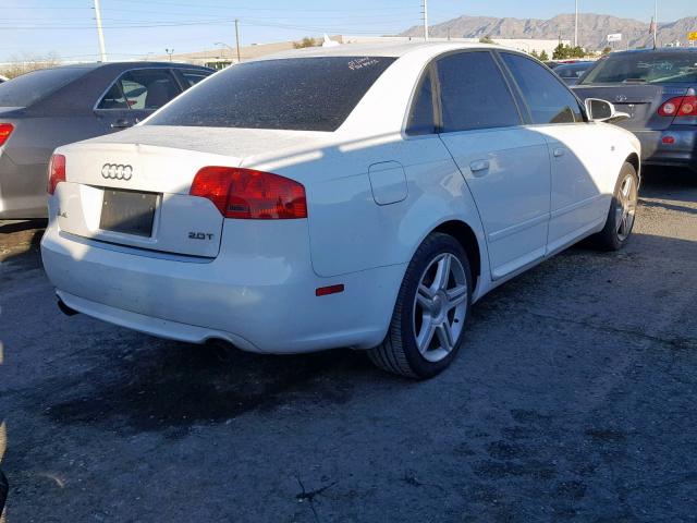 WAUAF78E58A052626 - 2008 AUDI A4 2.0T WHITE photo 4