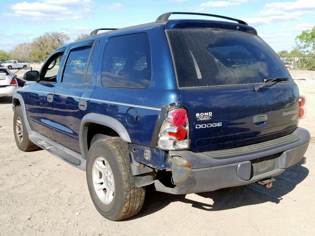 1D4HS38N83F567303 - 2003 DODGE DURANGO SP BLUE photo 3