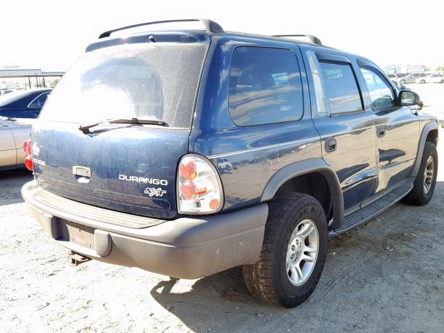 1D4HS38N83F567303 - 2003 DODGE DURANGO SP BLUE photo 4