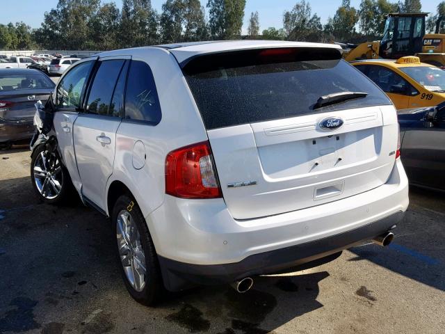 2FMDK3JC7CBA95922 - 2012 FORD EDGE SEL WHITE photo 3