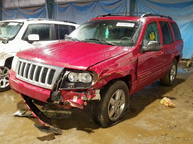 1J8GW58N84C200955 - 2004 JEEP GRAND CHER RED photo 2