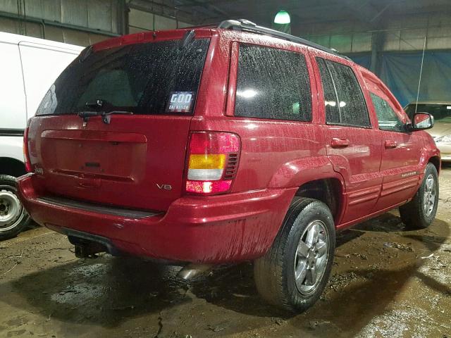 1J8GW58N84C200955 - 2004 JEEP GRAND CHER RED photo 4