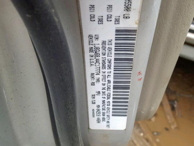 1J8GW68J44C177774 - 2004 JEEP GRAND CHER GRAY photo 10