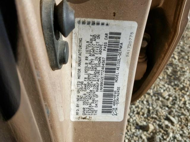 1NXBB02E7TZ464567 - 1996 TOYOTA COROLLA DX GOLD photo 10