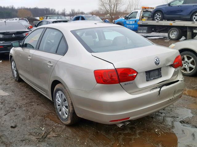 3VW2K7AJ8DM236351 - 2013 VOLKSWAGEN JETTA BASE BEIGE photo 3