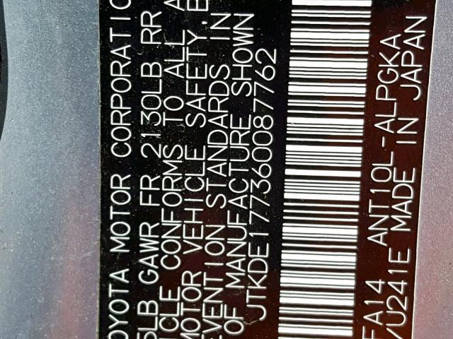 JTKDE177360087762 - 2006 TOYOTA SCION TC ლურჯი ფოტო 10