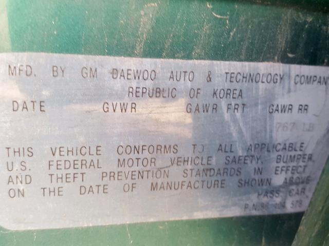 KL1TJ526X4B267737 - 2004 CHEVROLET AVEO LS GREEN photo 10