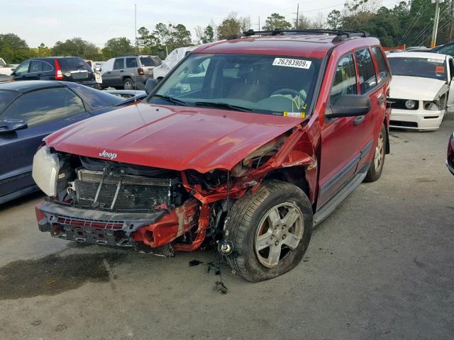 1J4GS48K95C523975 - 2005 JEEP GRAND CHER RED photo 2