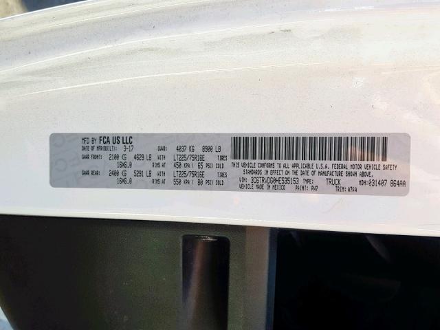 3C6TRVDG0HE535153 - 2017 RAM PROMASTER 白色 照片 10