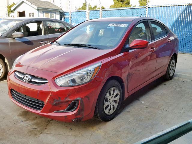 KMHCT4AE6GU097824 - 2016 HYUNDAI ACCENT SE RED photo 2