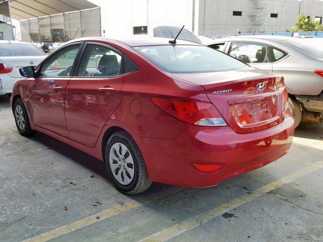 KMHCT4AE6GU097824 - 2016 HYUNDAI ACCENT SE RED photo 3