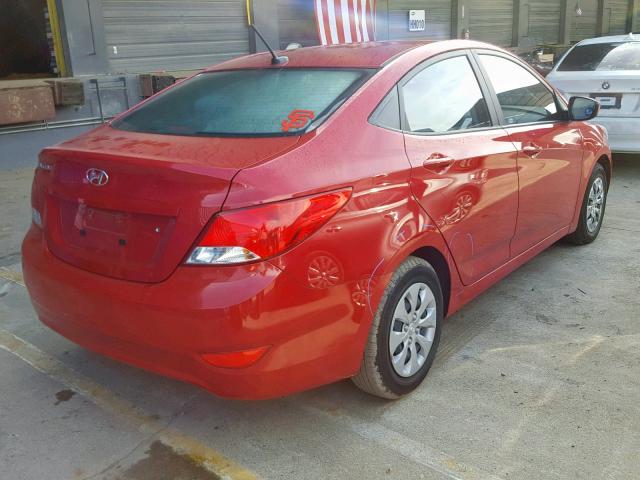 KMHCT4AE6GU097824 - 2016 HYUNDAI ACCENT SE RED photo 4