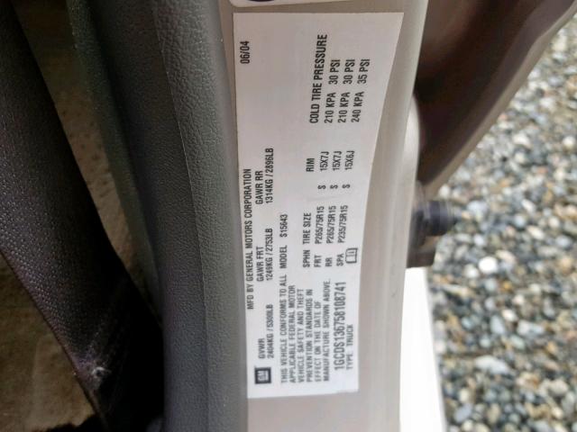 1GCDS136758108741 - 2005 CHEVROLET COLORADO GRAY photo 10