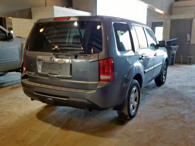 5FNYF3H24DB035558 - 2013 HONDA PILOT LX GRAY photo 4