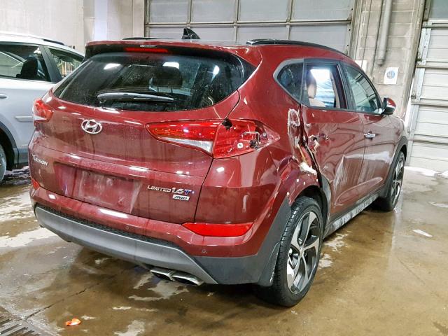 KM8J3CA21GU058775 - 2016 HYUNDAI TUCSON LIM RED photo 4