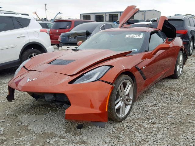 1G1YD2D70F5112117 - 2015 CHEVROLET CORVETTE S ORANGE photo 2