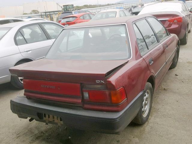 1HGED3648KA055722 - 1989 HONDA CIVIC DX MAROON photo 4