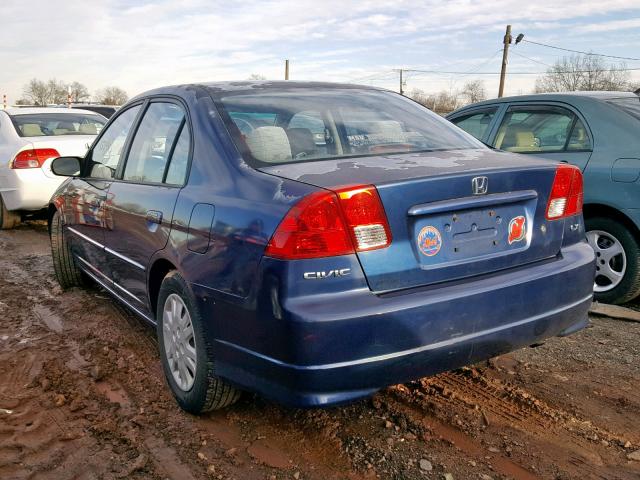 2HGES16585H610502 - 2005 HONDA CIVIC LX BLUE photo 3