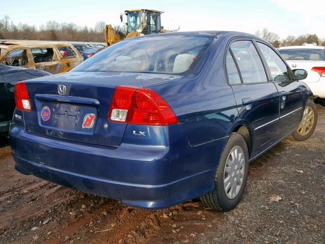 2HGES16585H610502 - 2005 HONDA CIVIC LX BLUE photo 4