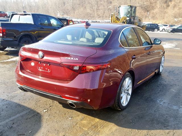 ZARFAEDN1J7581467 - 2018 ALFA ROMEO GIULIA Q4 BURGUNDY photo 4