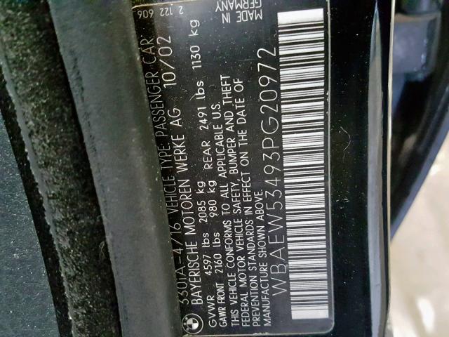 WBAEW53493PG20972 - 2003 BMW 330 XI BLACK photo 10