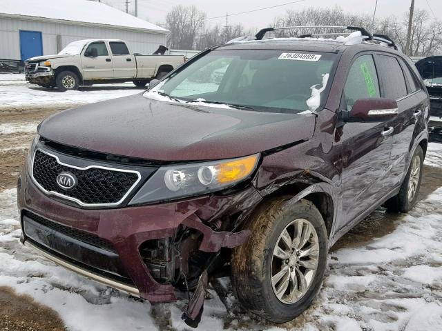 5XYKW4A23DG395306 - 2013 KIA SORENTO SX BURGUNDY photo 2