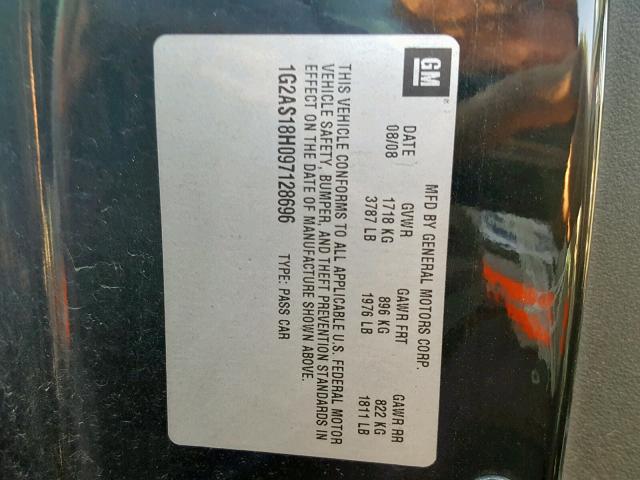1G2AS18H097128696 - 2009 PONTIAC G5 BLACK photo 10