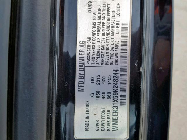 WMEEK31X59K248244 - 2009 SMART FORTWO PAS 红色 照片 10