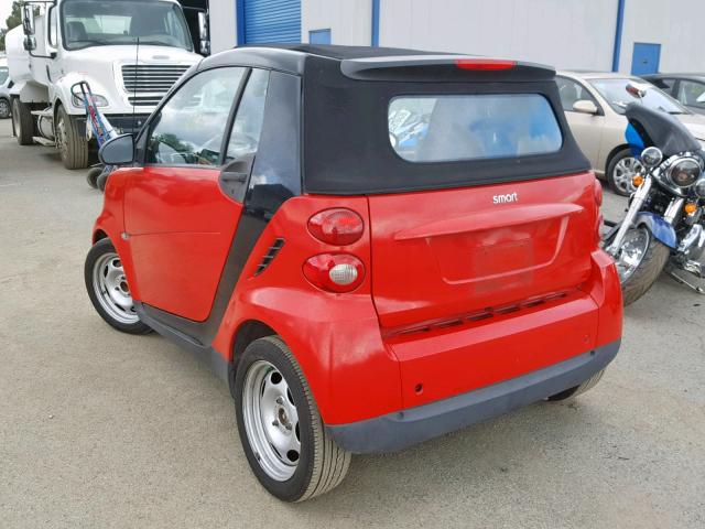 WMEEK31X59K248244 - 2009 SMART FORTWO PAS RED photo 3