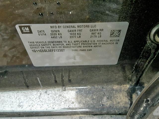 1G11C5SL3EF212307 - 2014 CHEVROLET MALIBU 1LT 石墨色 照片 10