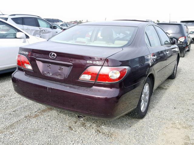 JTHBA30G245049695 - 2004 LEXUS ES 330 PURPLE photo 4