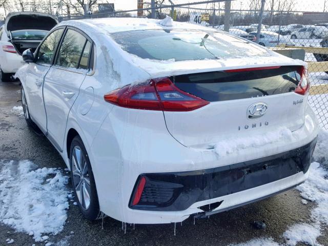 KMHC05LCXKU112196 - 2019 HYUNDAI IONIQ LIMI WHITE photo 3