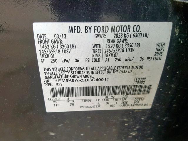 1FM5K8AR5DGC40911 - 2013 FORD EXPLORER P BROWN photo 10