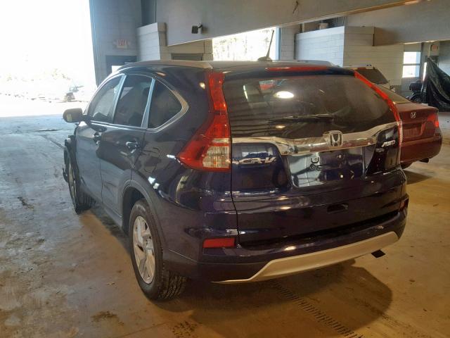 2HKRM4H73GH666304 - 2016 HONDA CR-V EXL BLUE photo 3