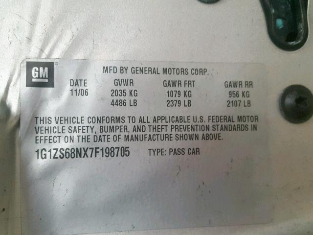 1G1ZS68NX7F198705 - 2007 CHEVROLET MALIBU MAX ნაცრისფერი ფოტო 10