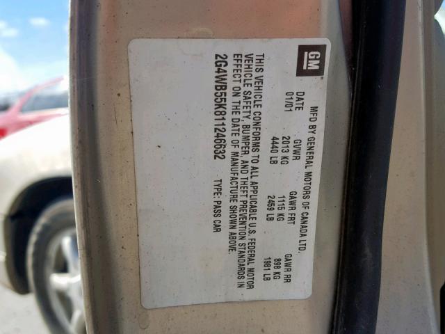 2G4WB55K811246632 - 2001 BUICK REGAL LS GOLD photo 10