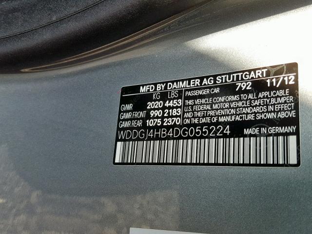 WDDGJ4HB4DG055224 - 2013 MERCEDES-BENZ C 250 GRAY photo 10