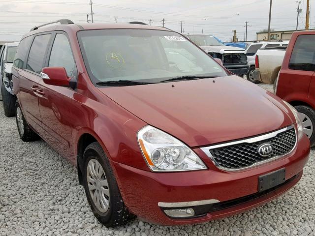 KNDMG4C75E6584462 - 2014 KIA SEDONA LX RED photo 1