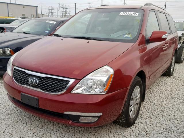 KNDMG4C75E6584462 - 2014 KIA SEDONA LX RED photo 2