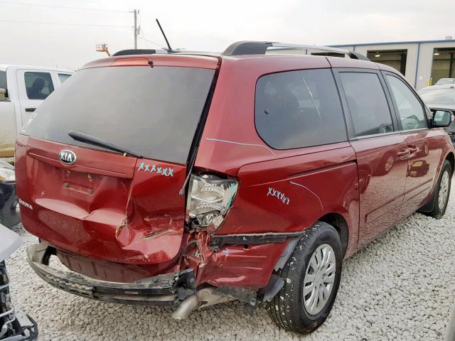 KNDMG4C75E6584462 - 2014 KIA SEDONA LX RED photo 4