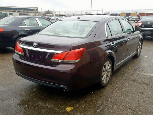 4T1BK3DB7BU401889 - 2011 TOYOTA AVALON BAS BURGUNDY photo 4