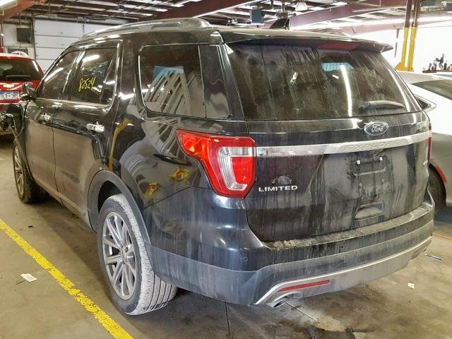 1FM5K8F88HGC35997 - 2017 FORD EXPLORER L BLACK photo 3