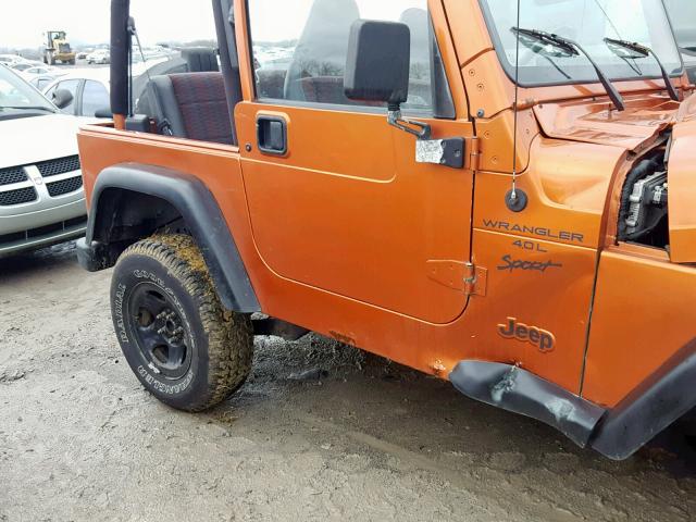 1J4FA49S4YP805189 - 2000 JEEP WRANGLER / ORANGE photo 9