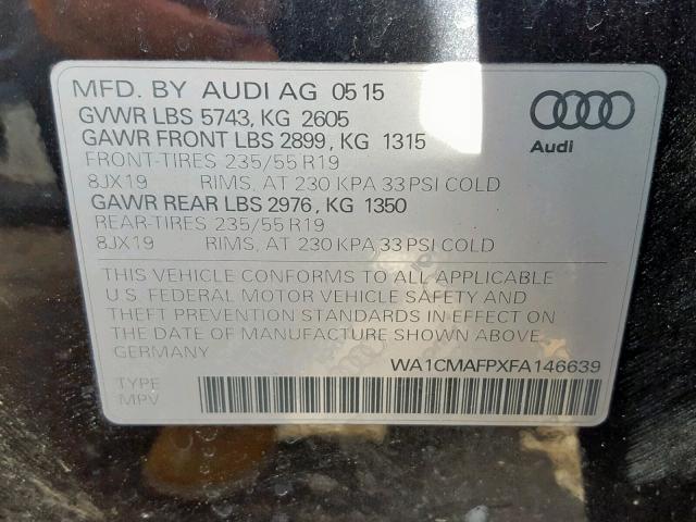 WA1CMAFPXFA146639 - 2015 AUDI Q5 TDI BLACK photo 10