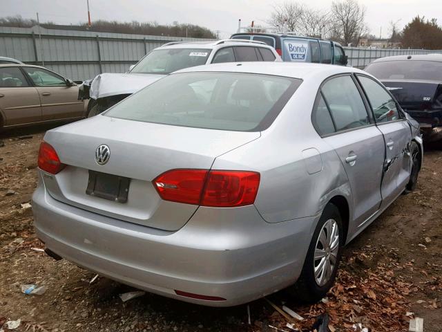 3VW2K7AJ5BM338638 - 2011 VOLKSWAGEN JETTA BASE SILVER photo 4