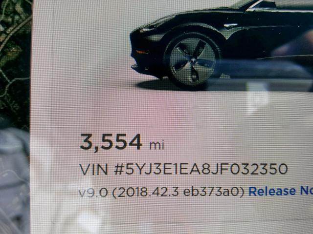 5YJ3E1EA8JF032350 - 2018 TESLA MODEL 3 BLACK photo 8